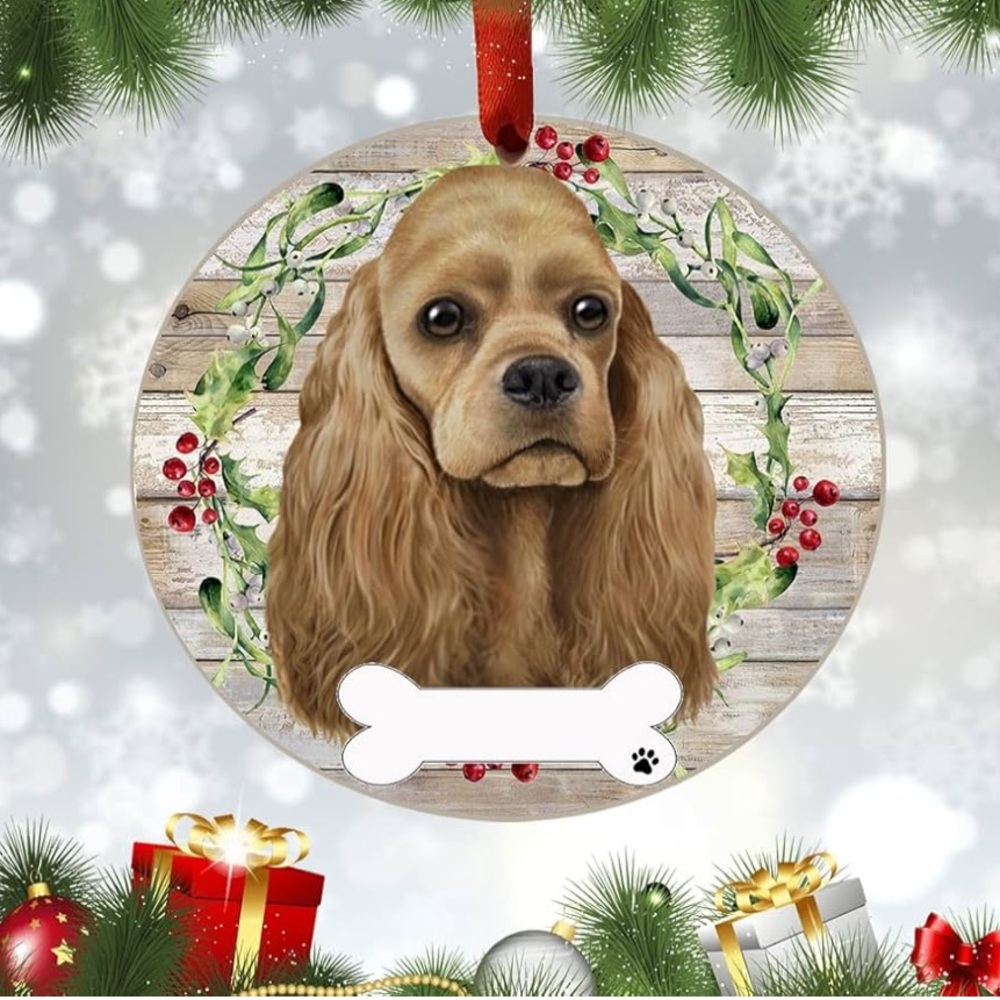Cocker Spaniel Christmas Tree Ornament- NEW- DIY Personalize it!